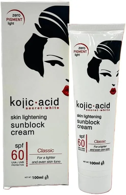 Kojic acid face cream skin lightening sunblock cream, spf 60, uva/uvb protection, 100ml