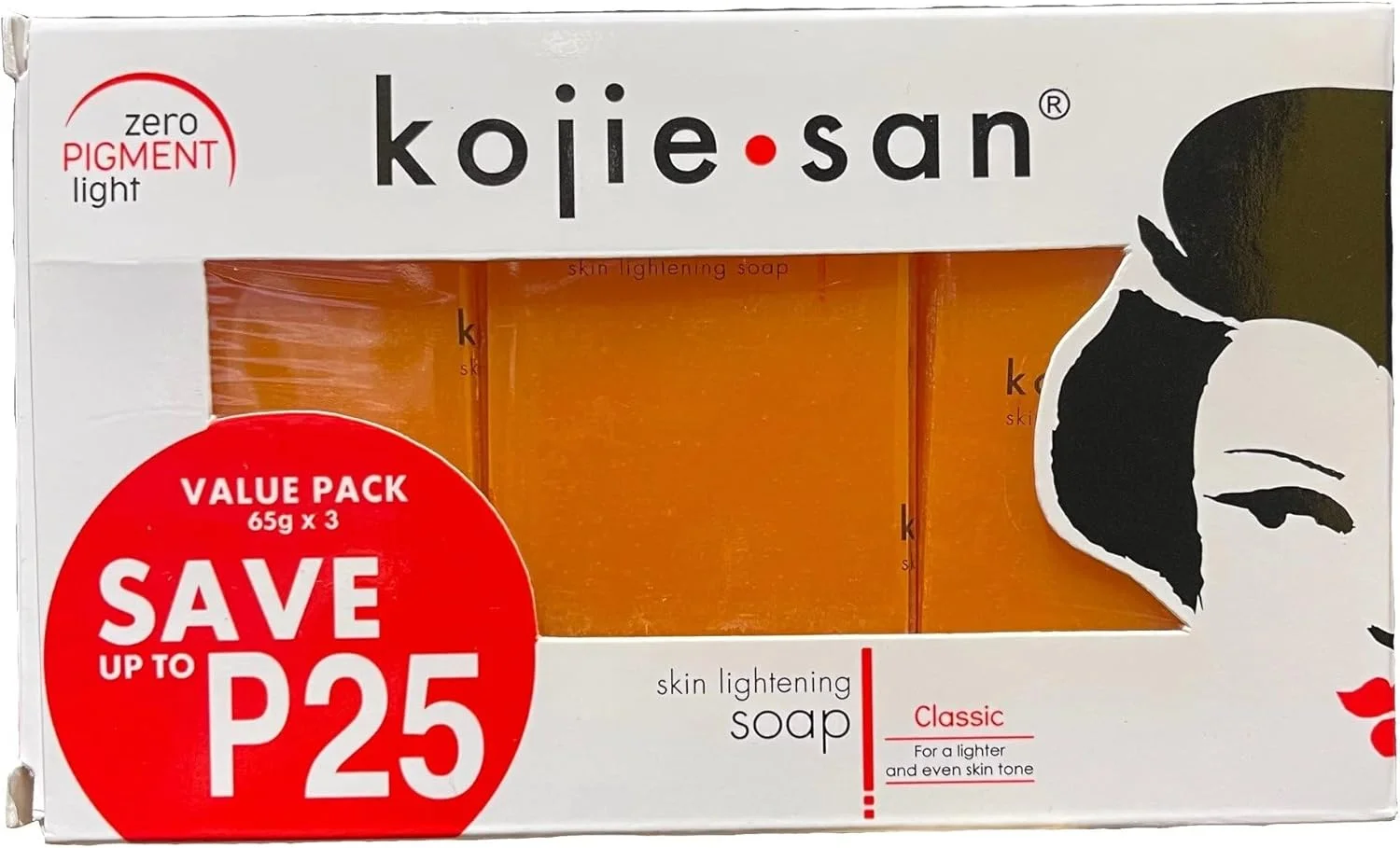 kojiesan classic skin whitening soap 65g x 3 195 total grams
